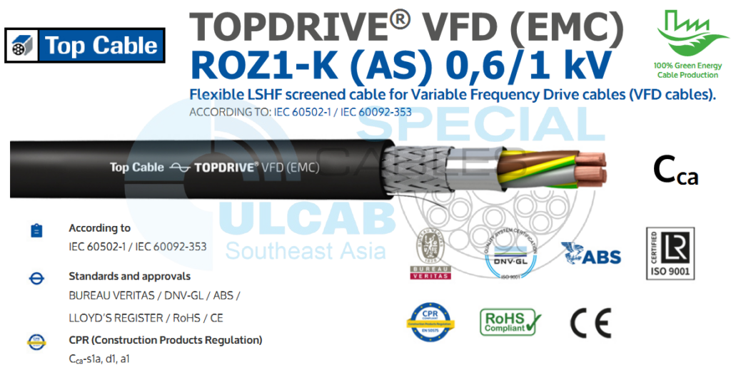 Cáp Điều Khiển TOP CABLE 0.6/1 kV TOPDRIVE VFD (EMC) ROZ1-K (AS) BLACK ...